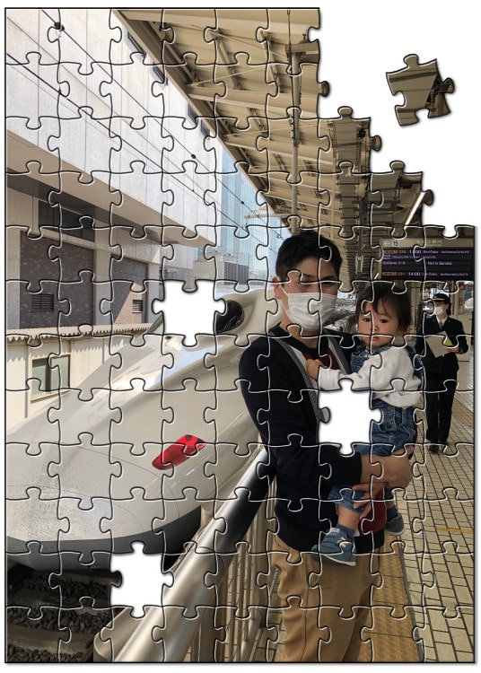 子どもと電車の写真でパズル1