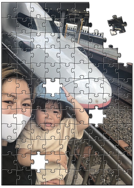 子どもと電車の写真でパズル2